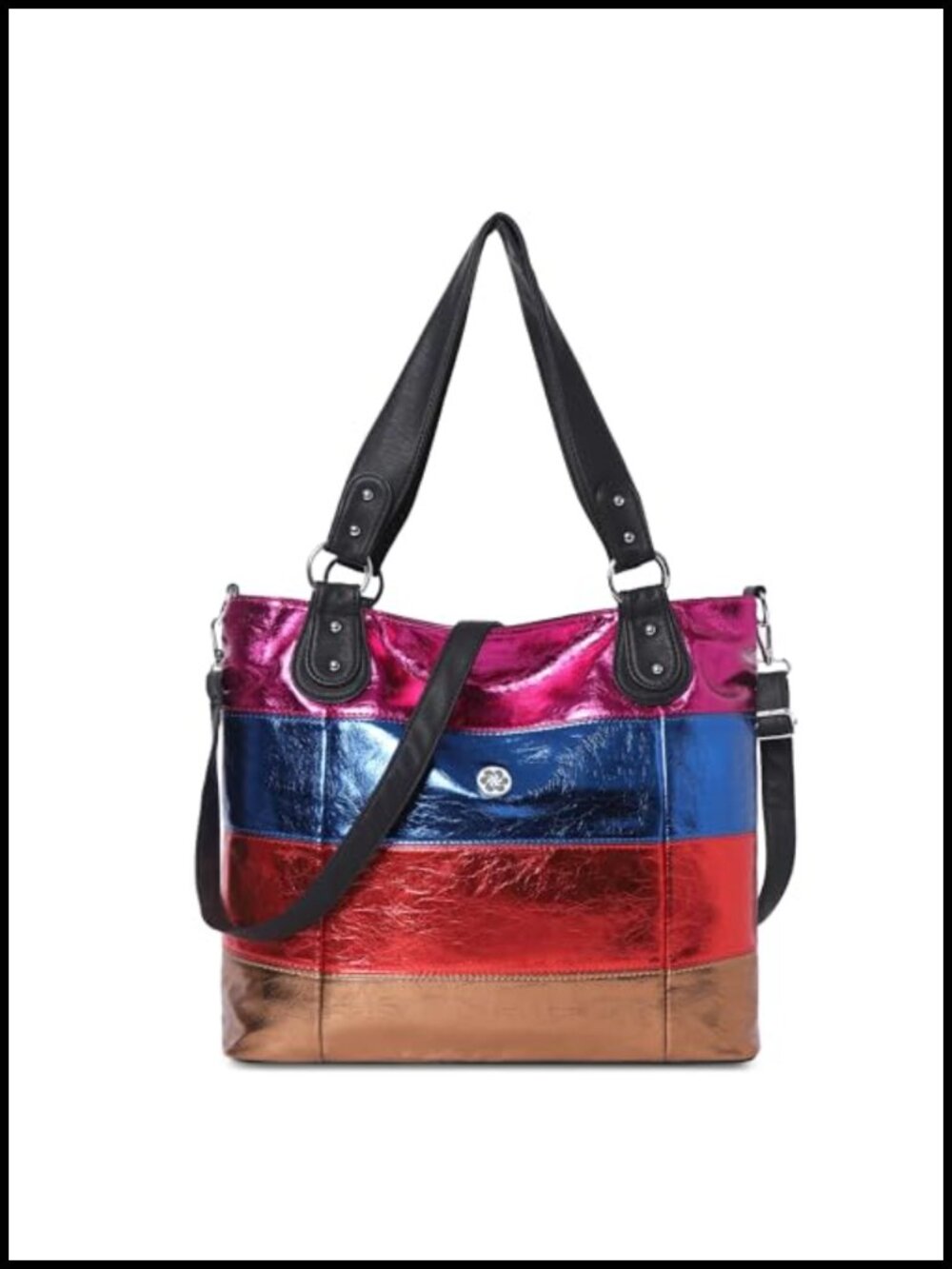 Vegan Leather Hobo Bag Crossbody Tote with Zipper Pockets